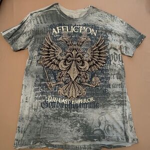 Affliction Men's Short Sleeve T-Shirt Size Large, The Last Emperor
